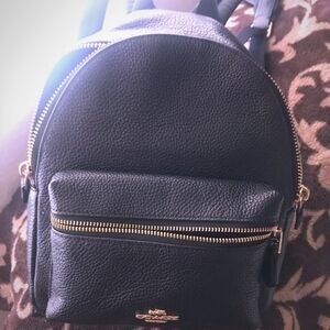 Coach Black Leather Backpack
